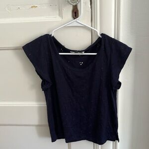 Navy blue eyelet top